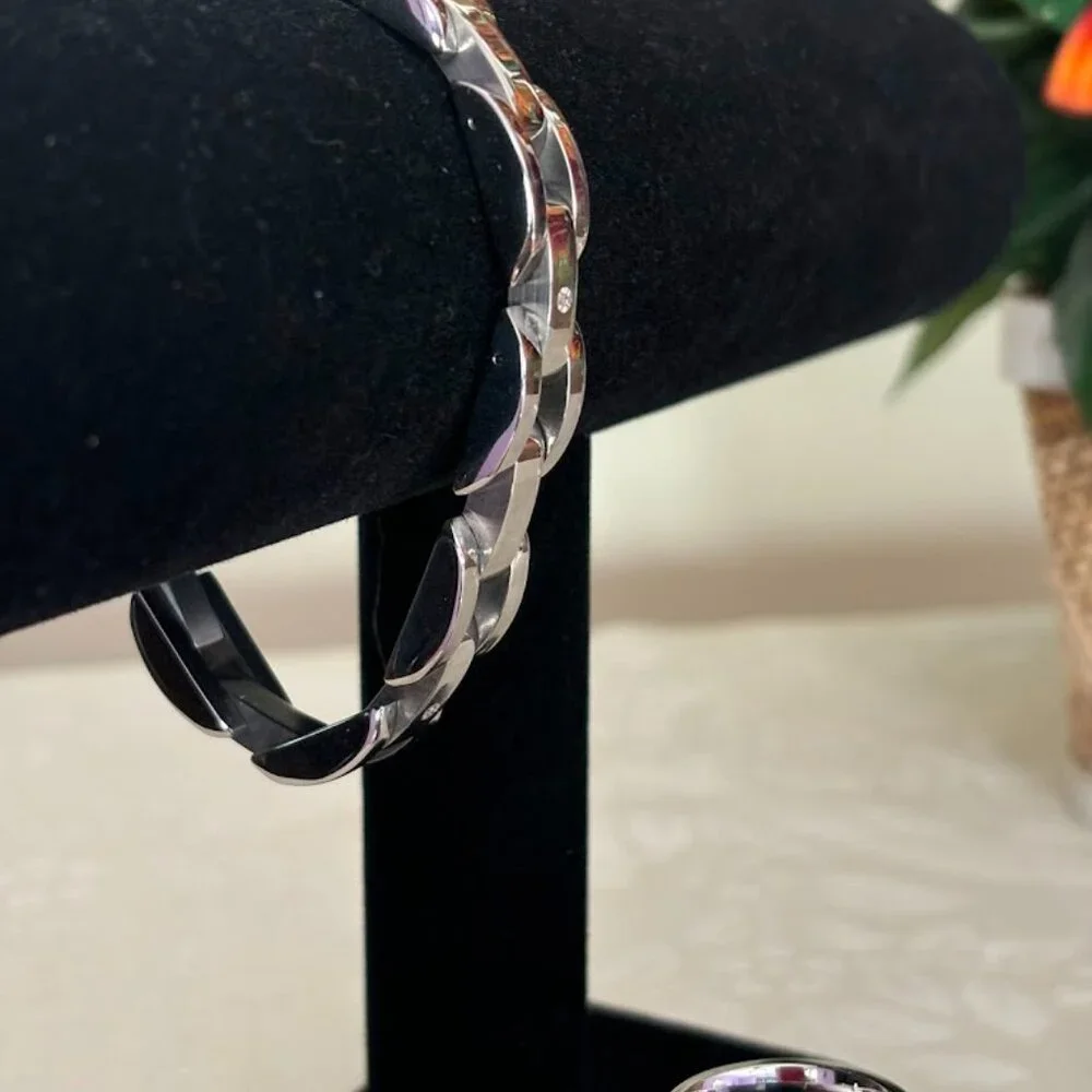 Sterling Silver (925) Bracelet (8") and Ring (9.5) with Moissanite Stones - Picture 11 of 16